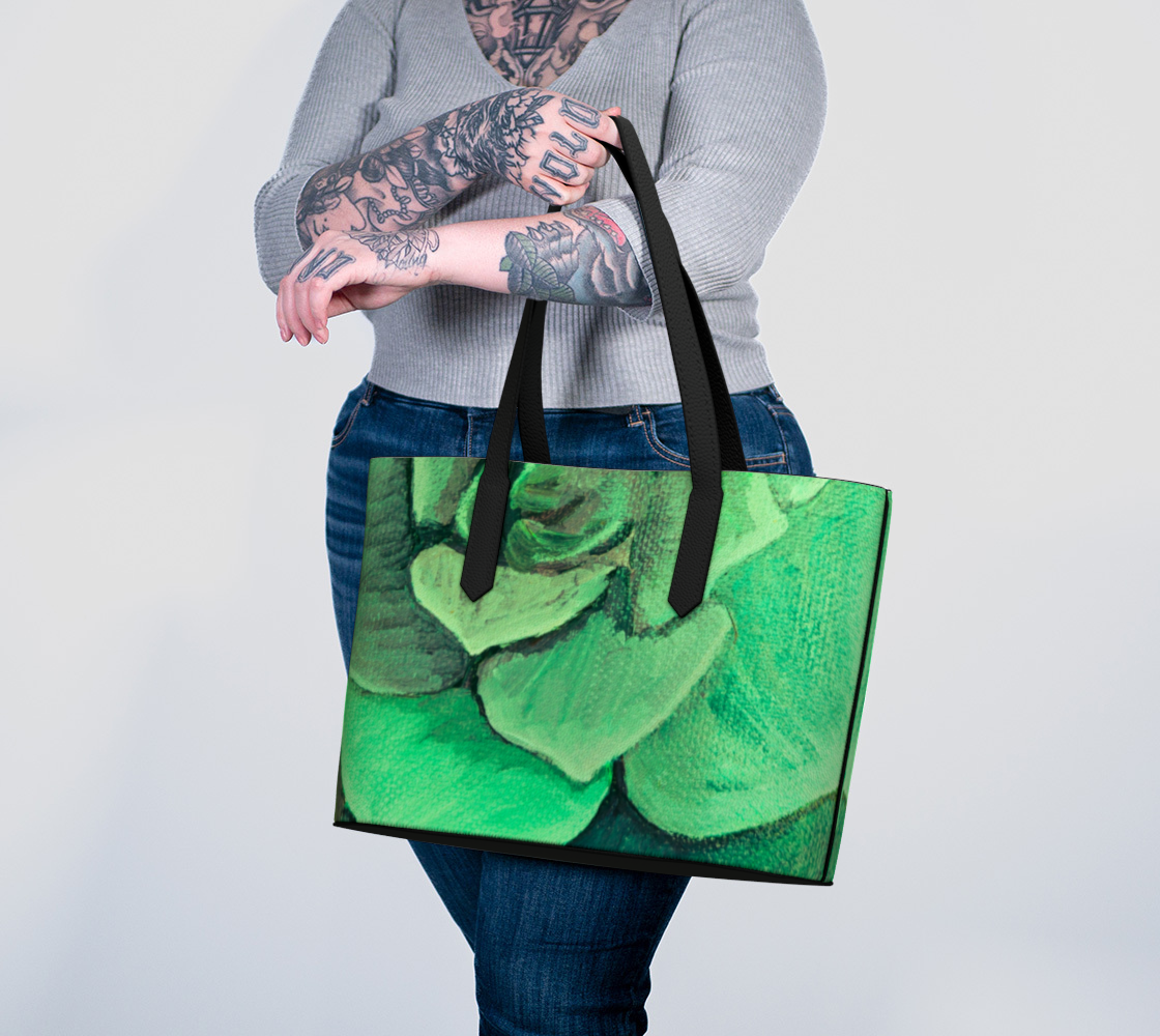 Succulent Emerald Vegan Leather Tote Bag