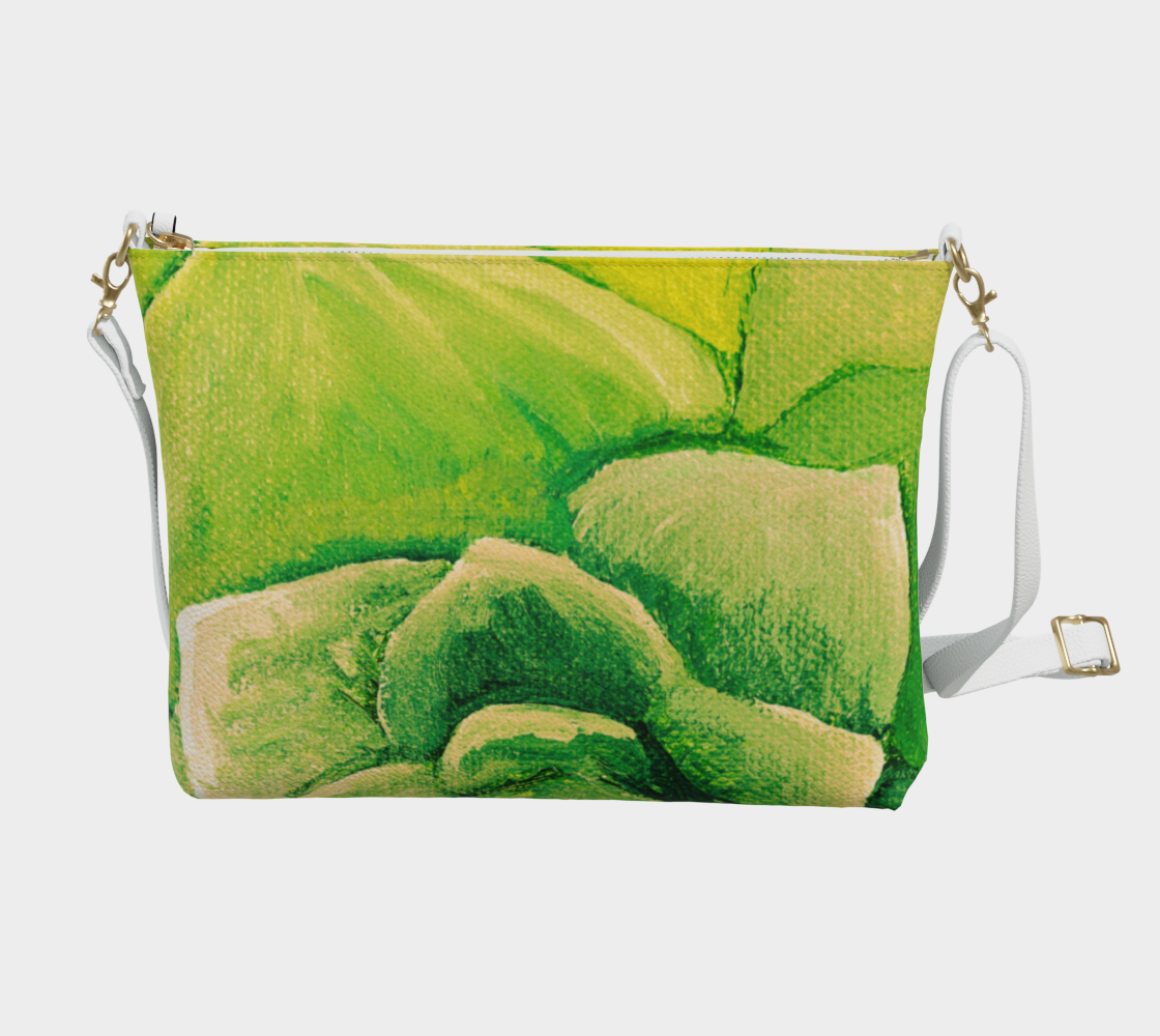 Succulent Light Green Vegan Leather Crossbody Purse